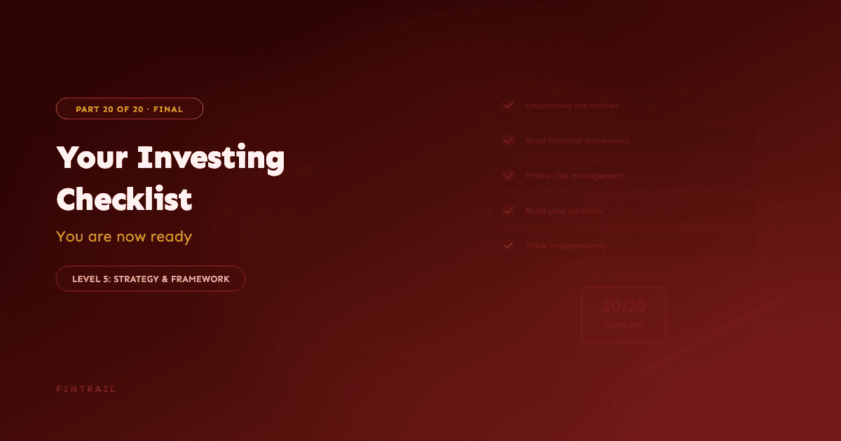 Checklist illustration summarizing all investing knowledge from the DSE Investing from Zero series